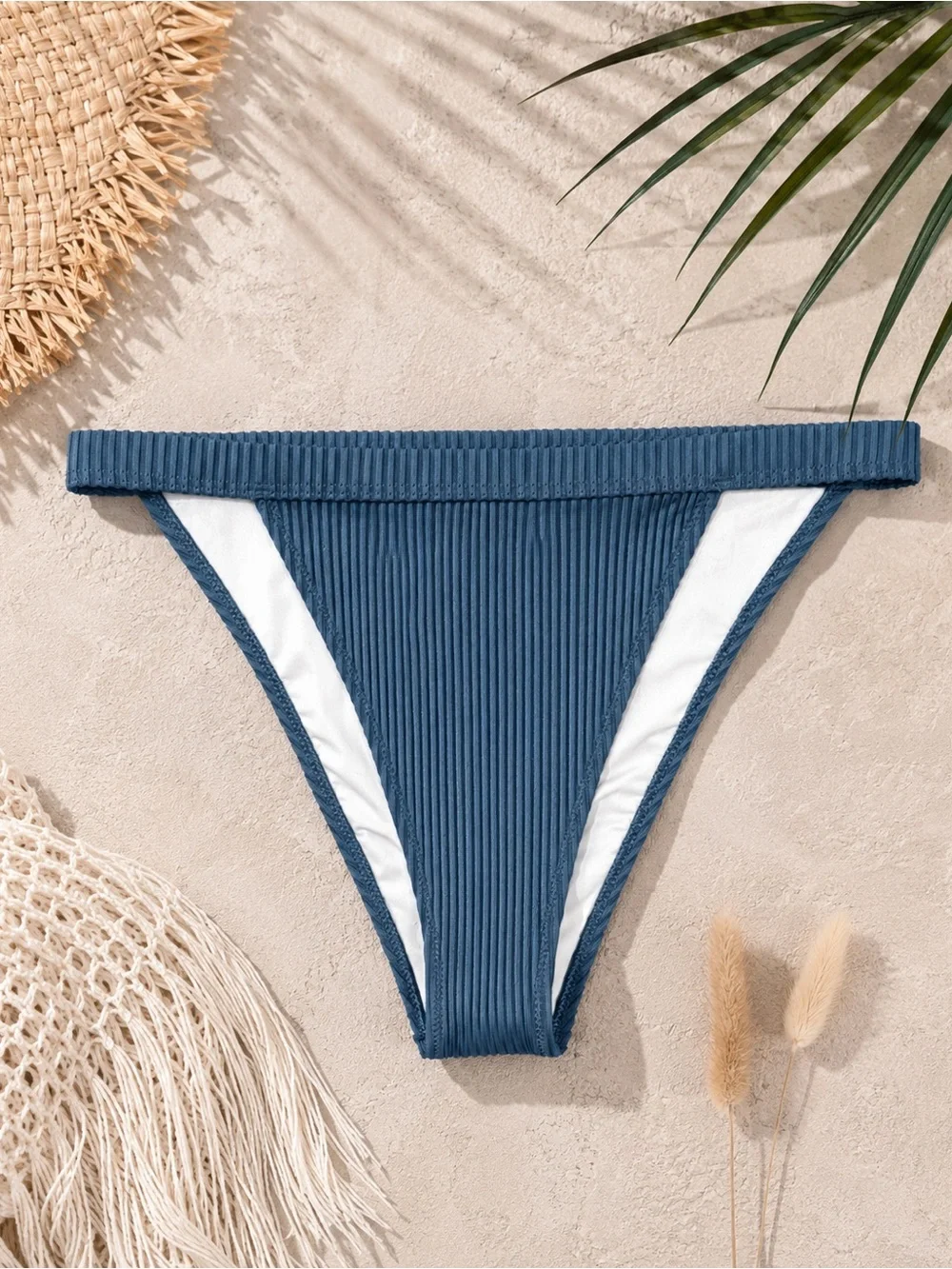 PINK Victoria’s Secret Ribbed High Leg Cheeky Bikini Bottom Teal Small NWT